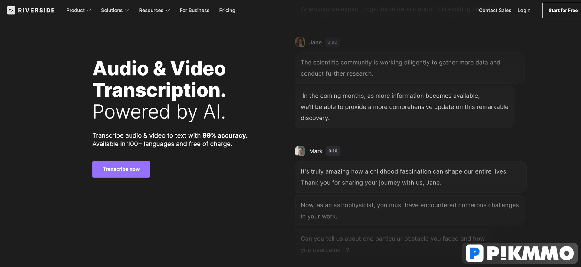 AI Transcription by Riverside