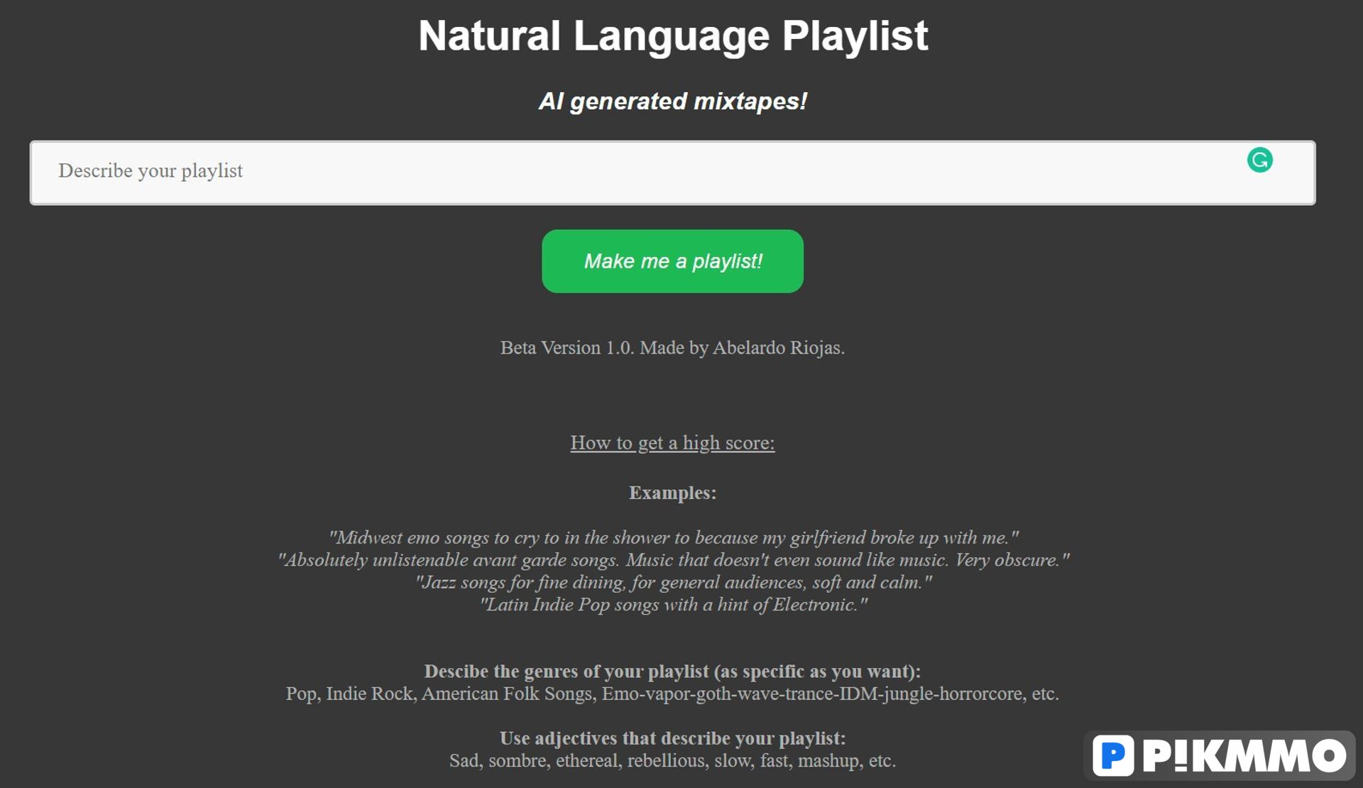 Natural Language Playlist